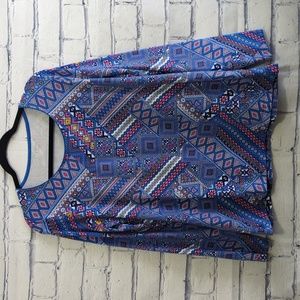 Kim Rogers Long Sleeve Blue White and Pink Top Women's Size XL Shirt